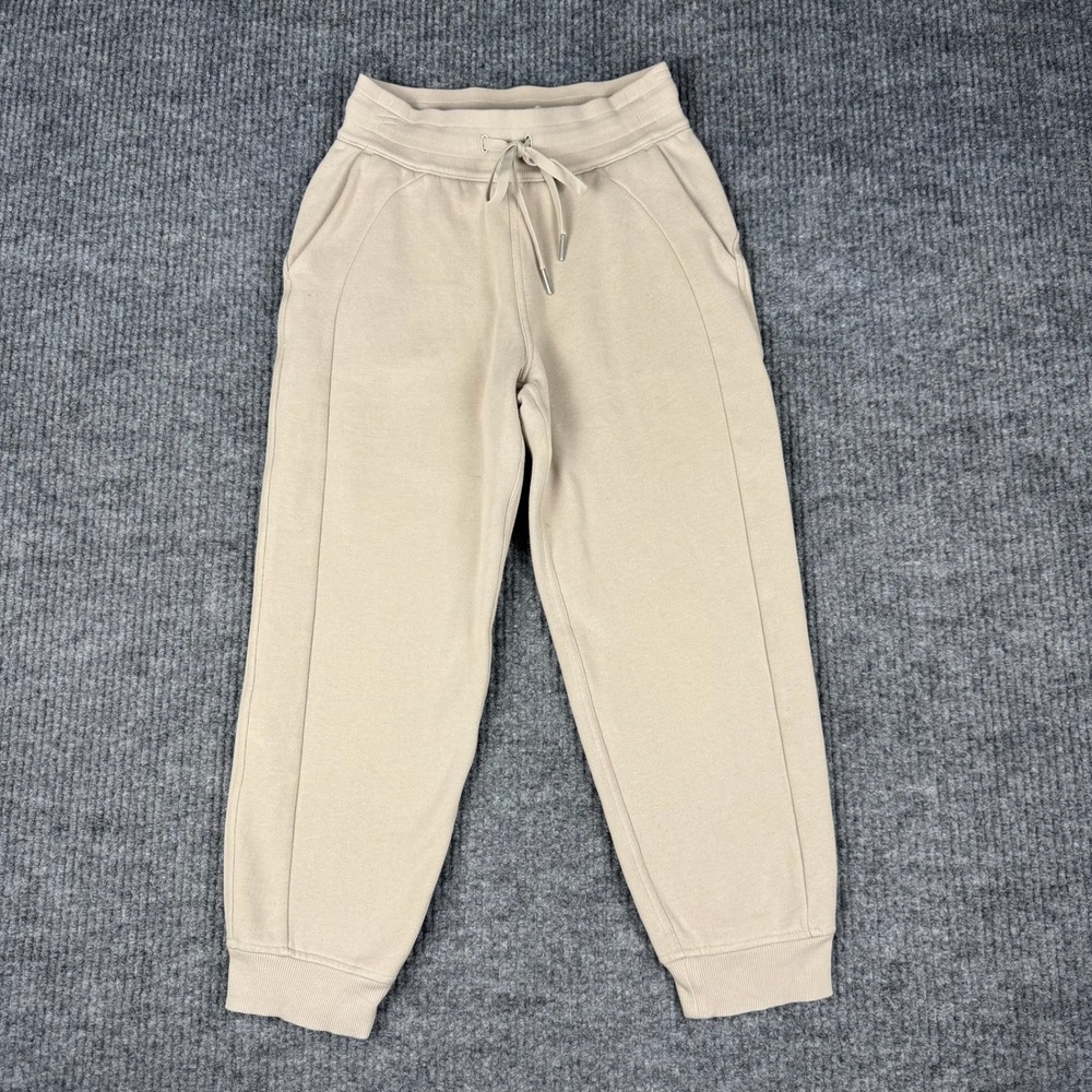 Lululemon Scuba High Rise Relaxed Joggers Womens 2 Beige Cotton Fleece W6BW6S